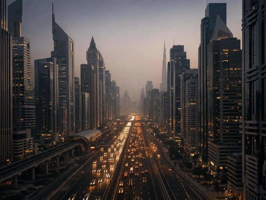 Sheikh Zayed Road at dusk